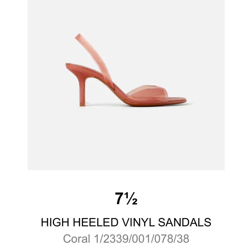 Zara Clear Vinyl Kitten Heel, Coral, 7.5